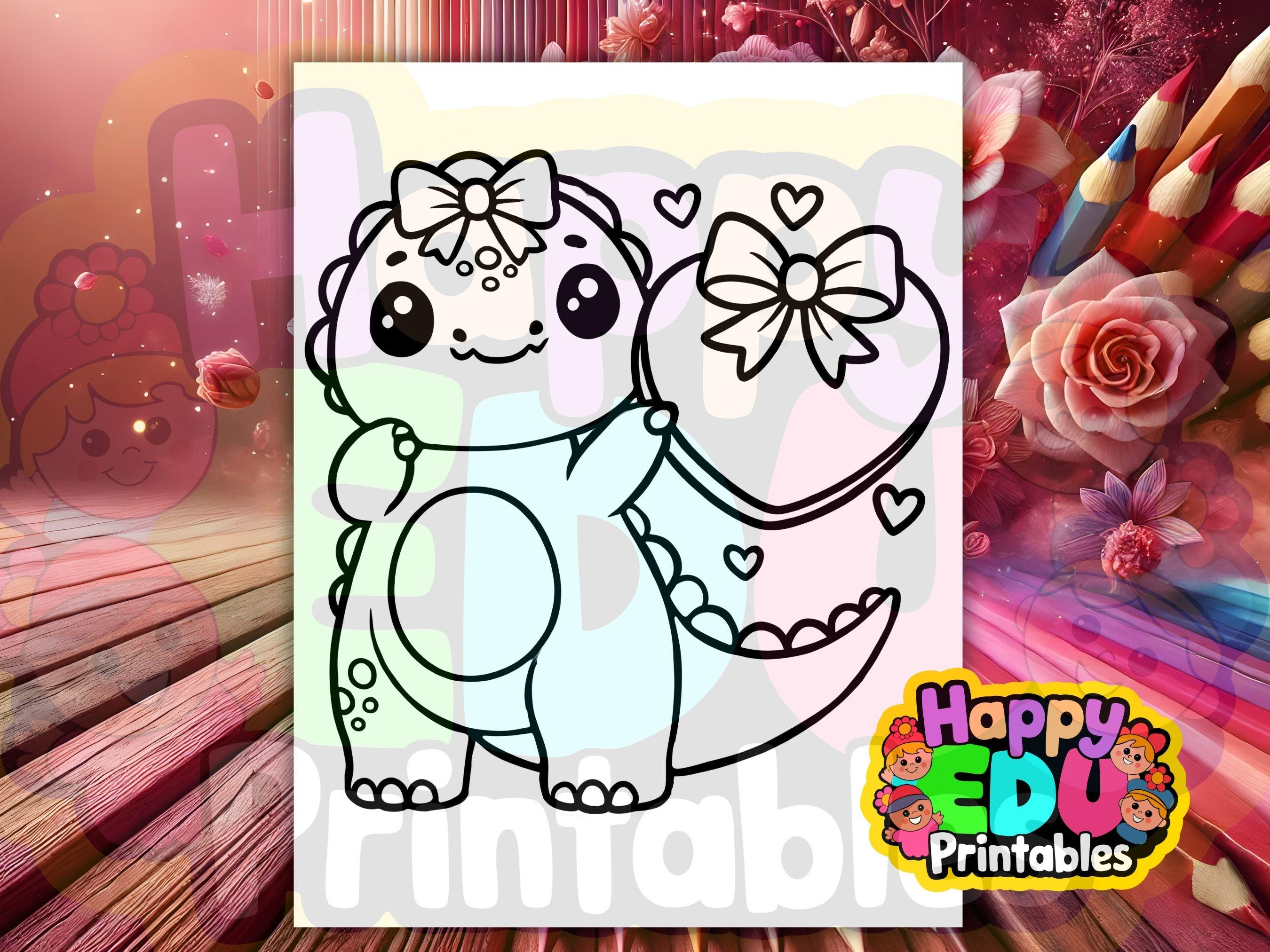 108 Easy Dinosaur Coloring Pages Kawaii Dino Printables for Kids ...