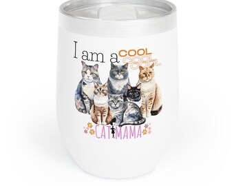 I Am A Cool Cat Mama Wine Tumbler is a perfect gift for Mother's Day or Birthdays