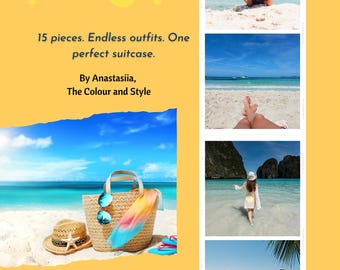 Beach Holiday Capsule Wardrobe - 15 Pieces 16 Outfits - Packing Guide - Digital Download