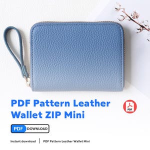 Patrón PDF para billetera pequeña de cuero con cremallera - Billetera de mujer hecha a mano DIY - Plantilla de corte de cuero para billetera pequeña - Descarga digital