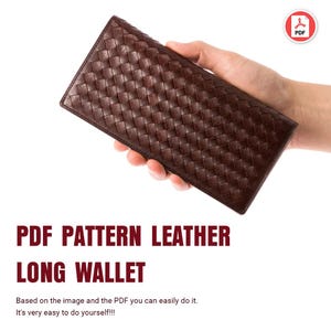 Patrón PDF para billetera creativa alargada de cuero - Billetera minimalista de cuero para mujer - Diseño plegable - Plantilla para manualidades de cuero - Regalo para ella