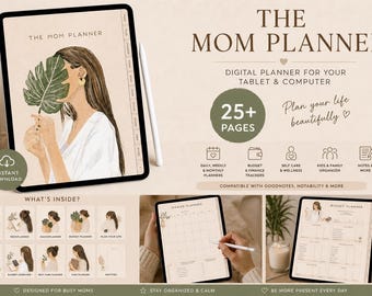 Digitaler Planer für vielbeschäftigte Mütter auf dem iPad | GoodNotes-Planer | Speiseplan, Putzplan, Familienorganisator | Hyperlink-Planer