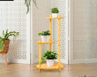 3-Tier Bamboo Plant Stand Indoor, Multiple Flower Potted Holder Shelf, Indoor Outdoor Planter Display Shelves Rack, Gifts for Plant Lovers