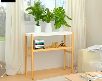 2 Tier Bamboo Shelf Indoor, Window Tall Stand Table for Multiple Plants, Plant Pot Stand Holder, Corner Flower Display Rack Home Decor Gifts