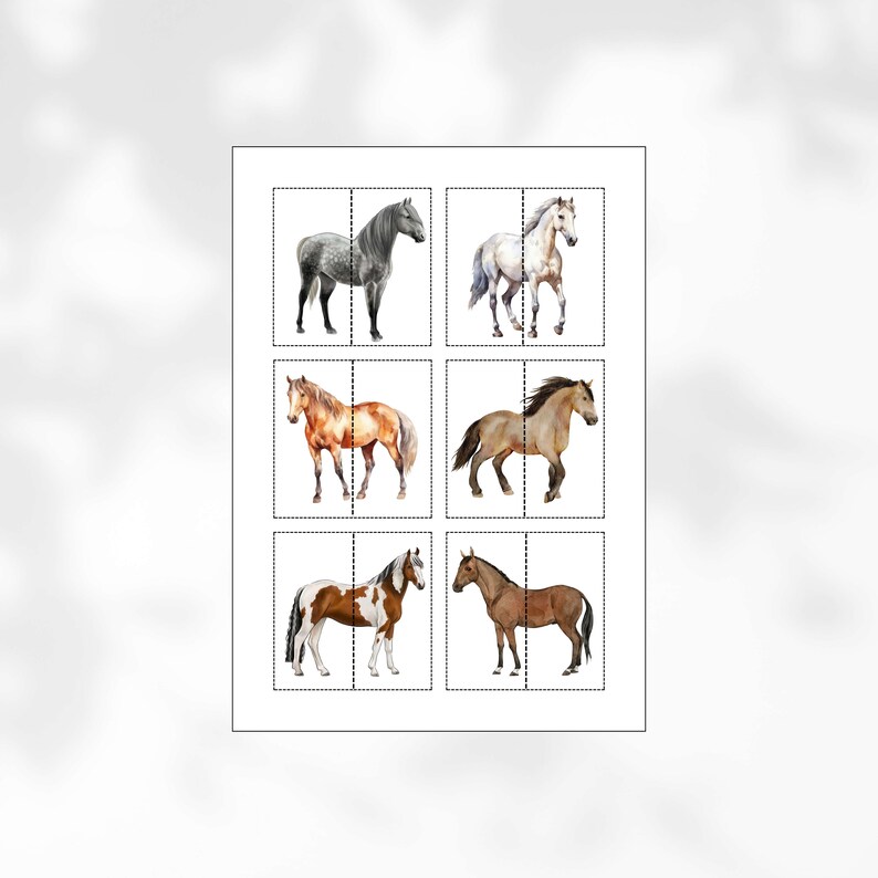 Horse Matching Game Montessori Montessori Matching Cards Printable Horse Matching Game Montessori Montessori Matching Cards Printable