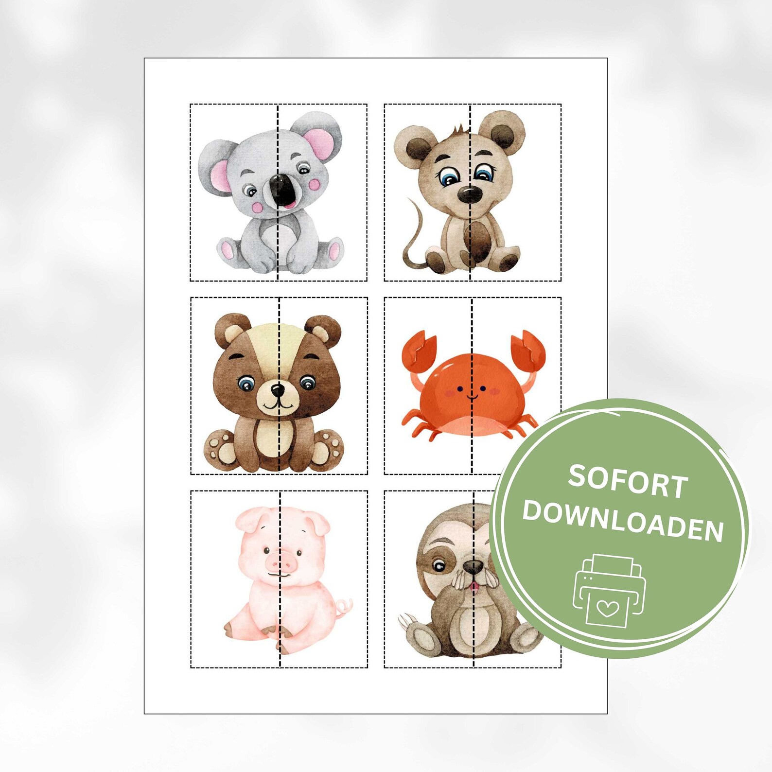 Animal Matching Game Montessori Montessori Matching Cards Printable Animal Matching Game Montessori Montessori Matching Cards Printable