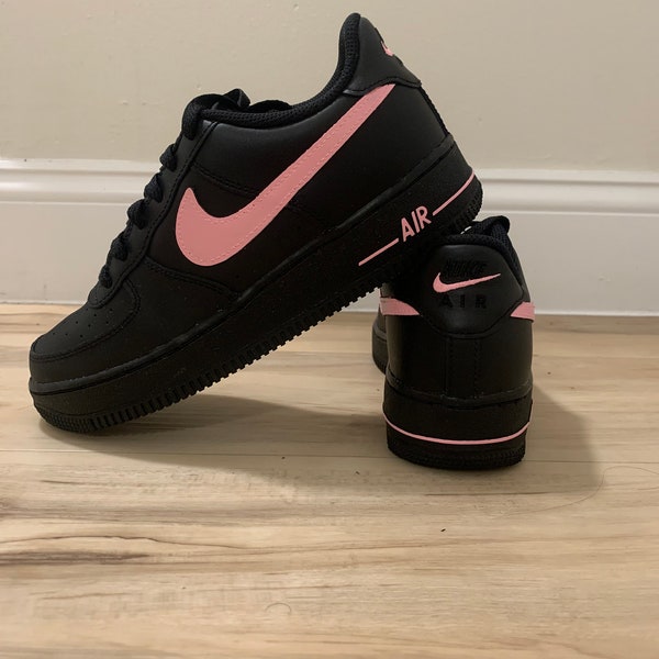 Custom Air Force 1s (Black & Pink) NEW