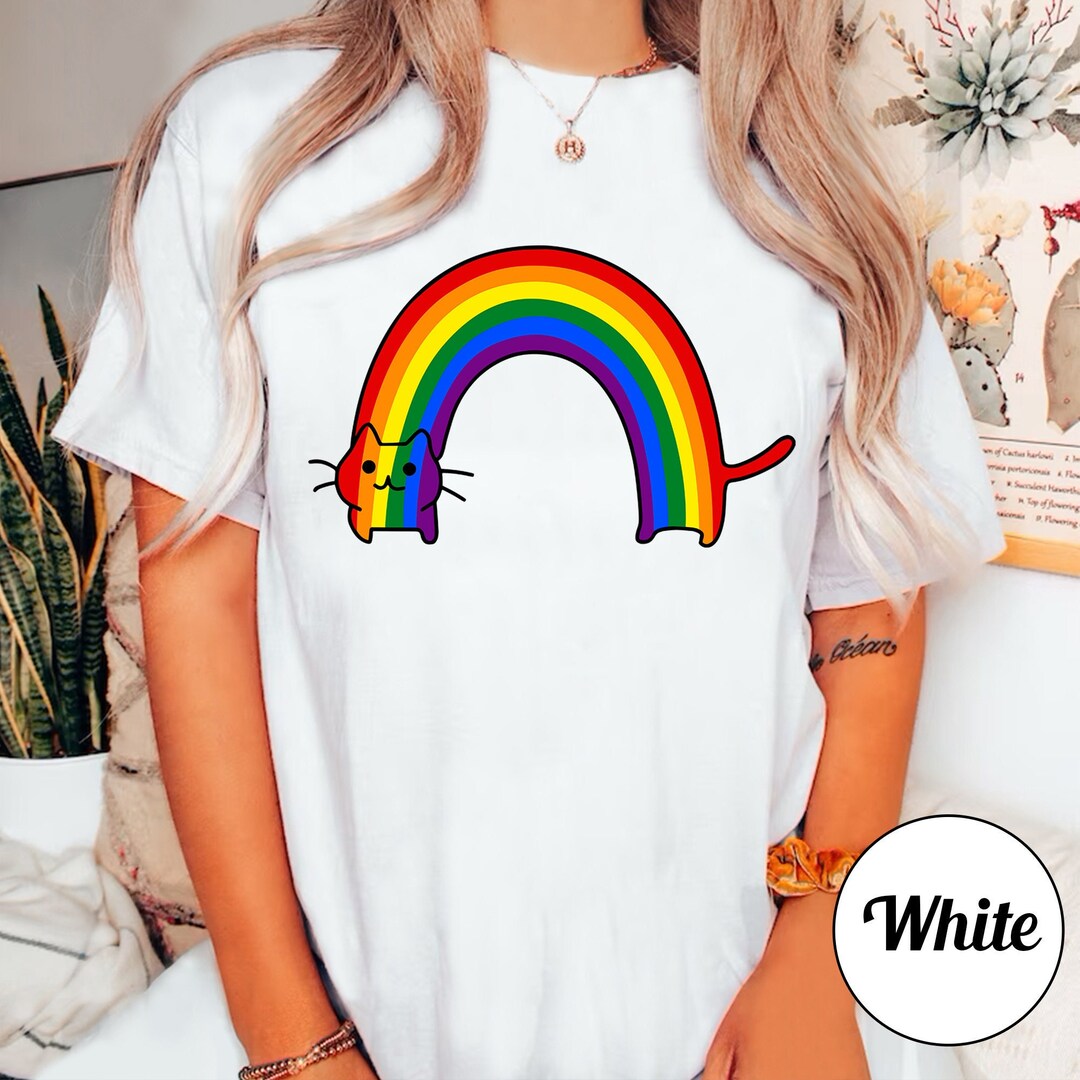 Rainbow Cat Shirt, Gay Cat Shirt, LGBT Flag Shirt, Pride Month, Gay