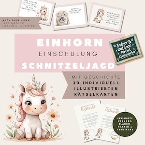 Chasse au trésor des licornes pour la rentrée scolaire | Chasse au trésor pour les enfants de 5 à 8 ans | Rallye ABC avec cartes puzzle | Idée de jeu pour la rentrée | PDF à imprimer