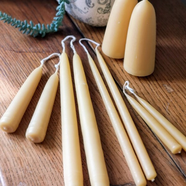 Beeswax candles, Pair of Hand Dipped Candles from Pure Beeswax