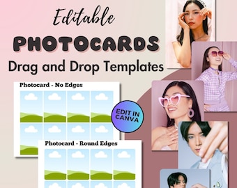 Photocard Template Canva Digital Product for KPOP Fan Personalized Custom Frame for Korean lovers Kpop Theme Printable DIY Photocard Kpop