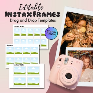 Anpassbare Fuji Instax Canva Rahmen Vorlagen | Bearbeitbare Instax Frame-Vorlagen | Inspirierte Polaroid Rahmen Vorlagen | Ziehen und ablegen