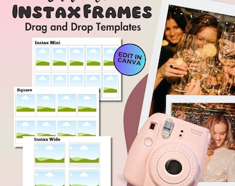 Custom Polaroid Frame Template Fuji Instax Canva Templates Editable Instax Mini Templates Inspired Polaroid Frame Templates Drag and Drop