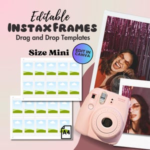 Anpassbare Fuji Instax Mini Canva quadratische Rahmenvorlagen Bearbeitbare Instax Rahmen inspirierte Polaroid Rahmenvorlagen ziehen und ablegen