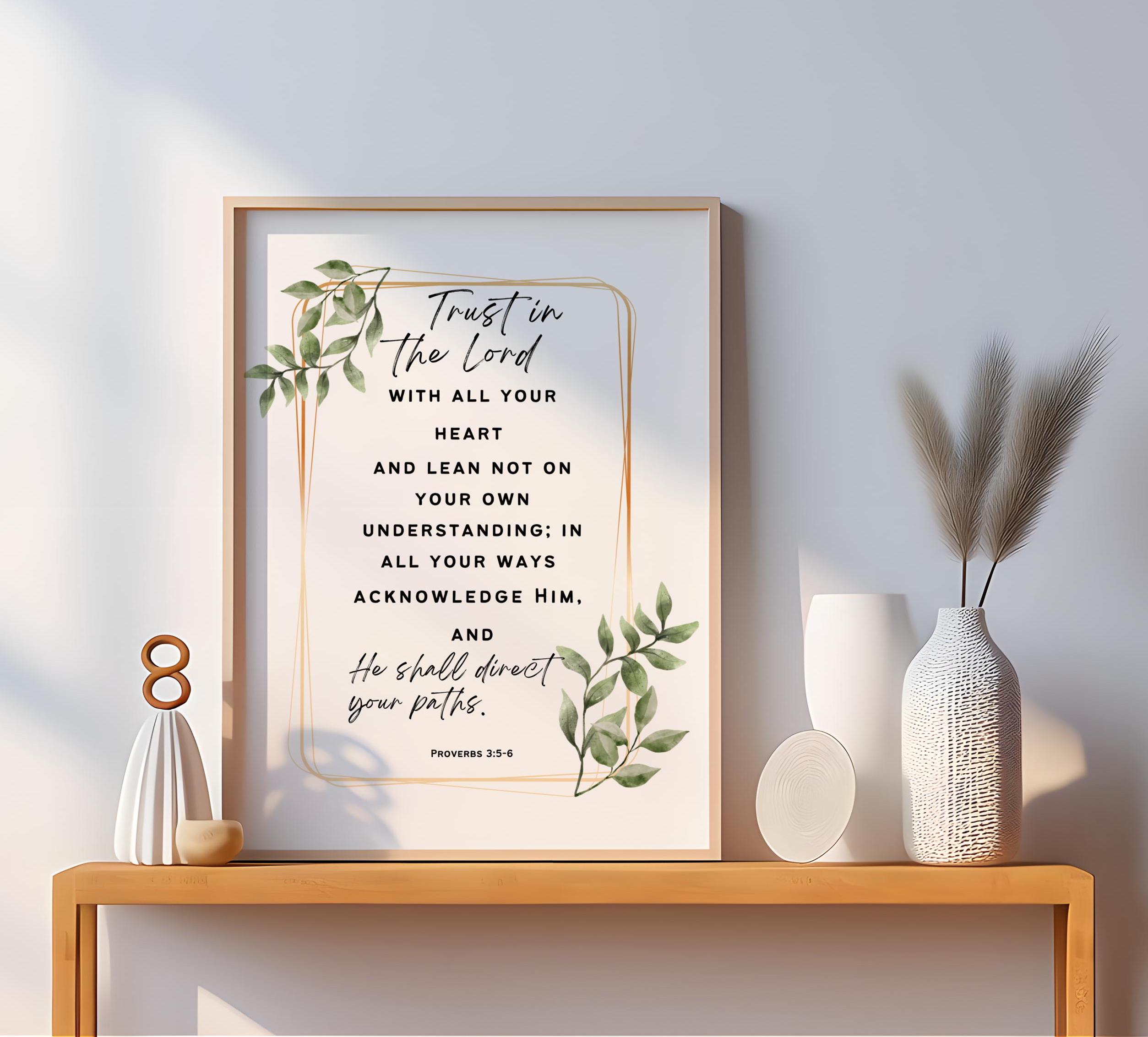 Proverbs 3:5-6 Print, Trust in the Lord Printable, Bible Verse Wall Art ...