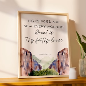 Great is thy faithfulness Lamentations 3 23 KJV Bible verse wall art Christian home decor large wall art housewarming gift farmhouse sign