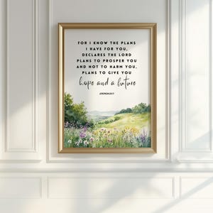 Want I Know the Plans I Have for You, Jeremia 29:11 poster, bijbelvers muurkunst, bijbelcitaten, afdrukbare schrift, christelijke print
