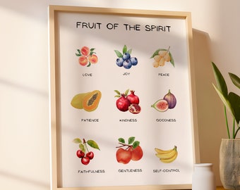 Fruit of the Spirit Printable, Galatians 5:22-23, Digital Verse Download, Christian Prints, Vintage Scripture Print, Bible Verse Wall Art