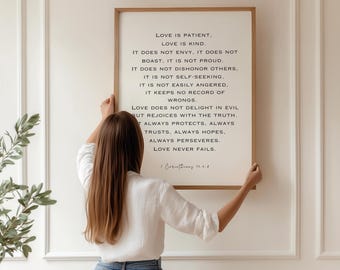 Love is Patient, Love is Kind Printable, 1 Corinthians 13:4-8, Wedding Gift, Christian Wedding Print, Bible Verse Wall Art, Love Print