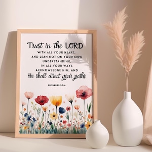 Proverbs 3:5-6 Printable, Proverbs 3 Print, Trust in the Lord Printable, Printable Bible Verse, Trust in the Lord Digital Print, Proverbs 3