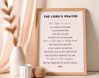 The Lord's Prayer Print, Our Father Prayers, Printable Lord's Prayer, Bible Verse Wall Art, Instant Digital Download, Minimalist Christian