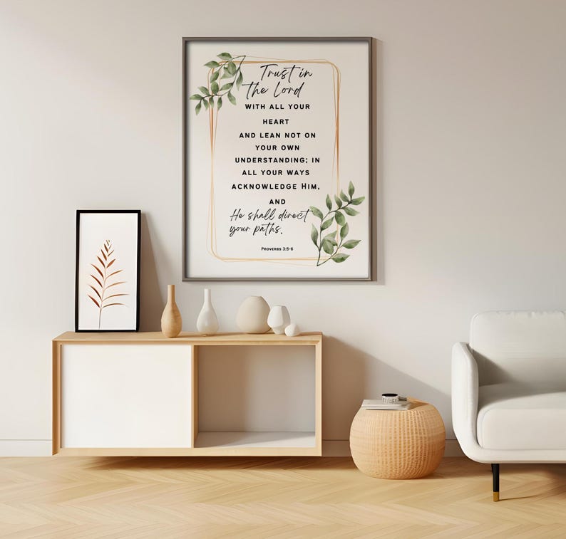 Proverbs 3:5-6 Print, Trust in the Lord Printable, Bible Verse Wall Art ...