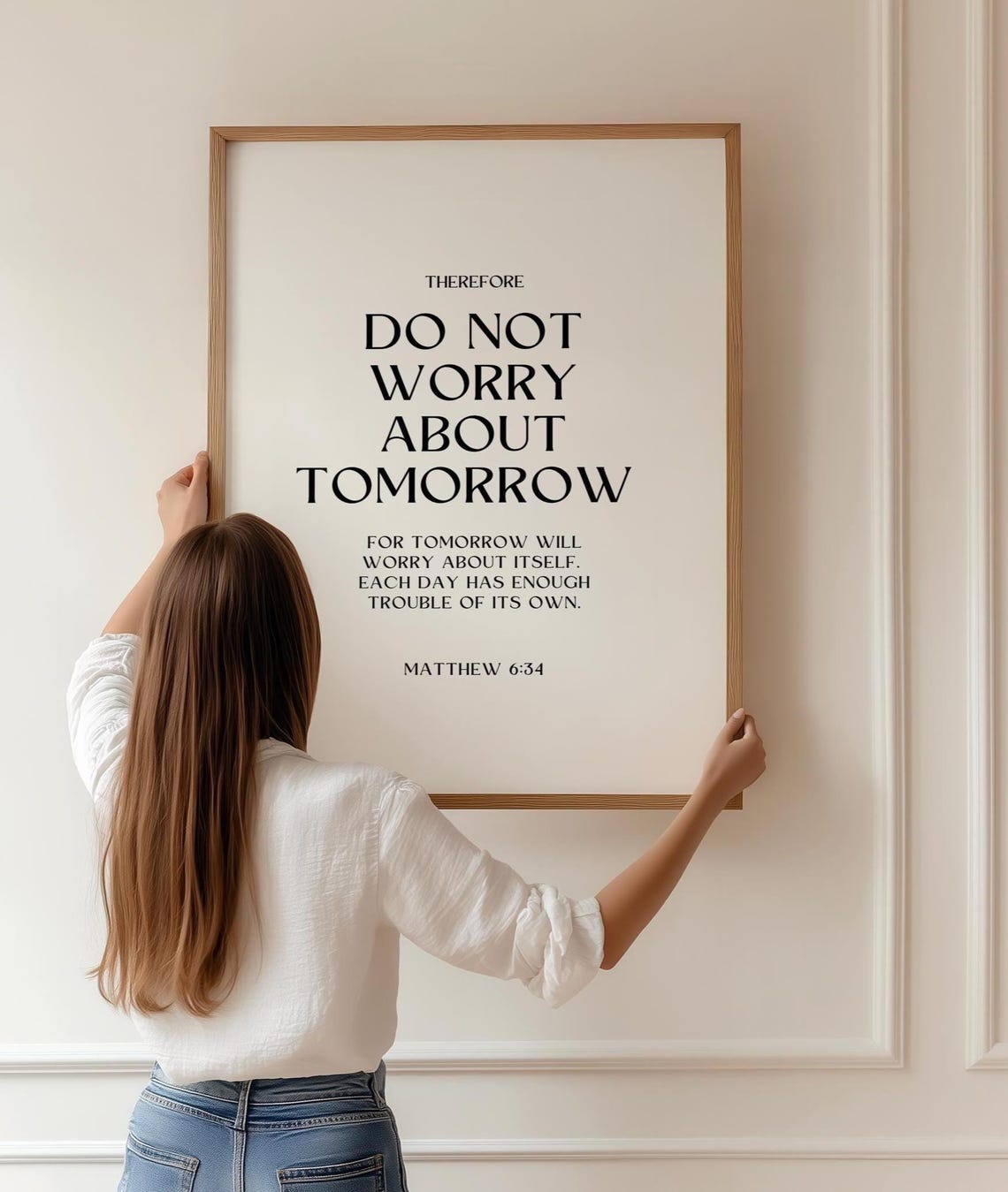 Matthew 6:34 Printable, Do Not Worry, Bible Verse Wall Art, Scripture ...