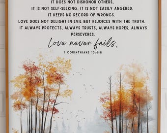 Love is Patient, Love is Kind Prints, 1 Corinthians 13:4 Poster, Love is Poster, Corinthians Bible Verse Print, Corinthians Love Wall Art