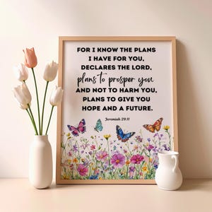 Jeremiah 29:11 Prints, For I Know the Plans I have for You Print, Bible Verse Wall Art, Scripture Printable, Kids Nursery Room Poster