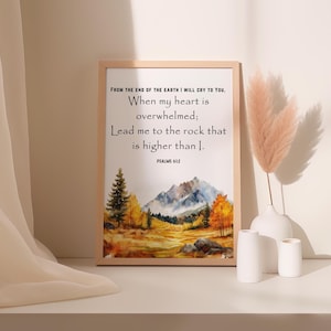 Lead Me to the Rock, Psalm 61:2 Poster, Bible Verse Wall Art, Christian Home Decor, Printable Artwork, Housewarming Bible Verse, Church Art