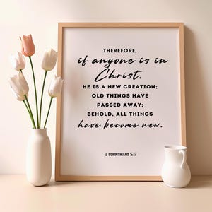 New Creation in Christ, 2 Corinthians 5:17 Print, Bible Verse Wall Art, Scripture Printable, Christian Gifts, Minimalist Bible Verse, Black