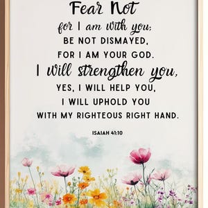 Fear Not for I am With You, Isaiah 41:10 Printable, Bible Digital Prints, Bible Verse Wall Art, Housewarming Bible Verse, Scripture Art