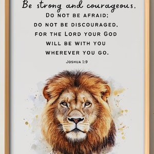 Joshua 1:9  Printable, Be Strong & Courageous, Bible Verse Wall Art, Modern Christian Print, Scripture Printable Art, Joshua Bible Verse