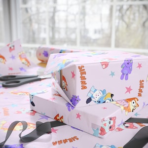 Papel de regalo de cumpleaños personalizado Bluey Rollos de papel de regalo Bluey para niños Regalos de fiesta Bluey