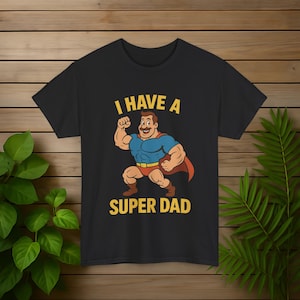 Fantastica maglietta "Ho un super papà", idea regalo per la festa del papà, a tema "Il miglior papà di sempre", idea regalo divertente per il lockdown, felpa con cappuccio e tazza ispirata.