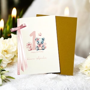 1. Geburtstagskarte Mädchen, Erste Geburtstagskarte für Mädchen, personalisierte 1. Geburtstagskarte, Mädchen 1. Geburtstagskarte, 1 Mädchen