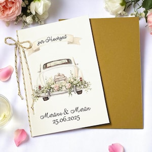 Karte zur Hochzeit personalisiert, Glückwunschkarte zur Hochzeit personalisiert, Geld verpacken Hochzeit, Klappkarte zur Hochzeit, Hochzeit