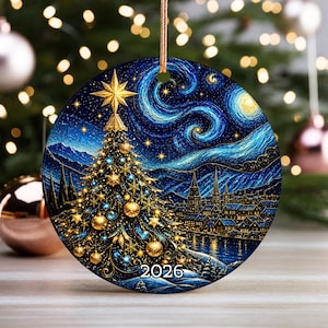 Sternenklare Nacht Weihnachtsbaumschmuck, elegante Urlaub Ornamente, Jahr datiert Ornament, festliches Geschenk, Erbstück Andenken