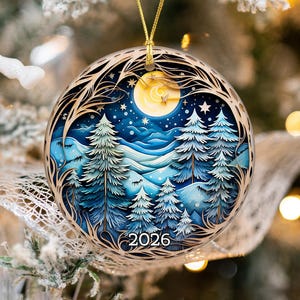 美しいオーナメント、2026年クリスマスオーナメント、ホリデーギフトアイデア、家宝の記念品、丸いセラミック、オーナメントプレゼント、ユニークなオーナメント