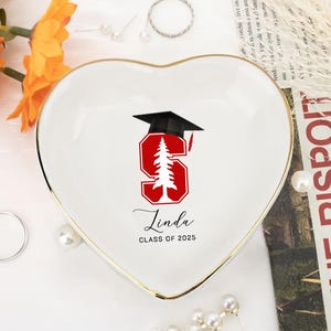 Graduation Gift For Her, Personalized Graduation Jewelry Dish, Custom University Logo Trinket Ring Dish, Class of 2025 College Graduation