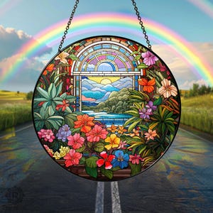 Tropical View Suncatcher For Window Hangings, Light Catcher, Home Decor for Windows, Window Hangings, Home Decor, Gift for Her, For Mom
