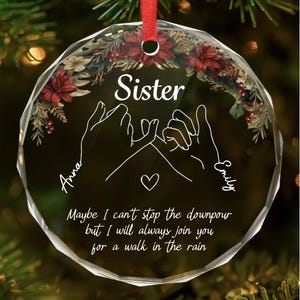 Bestie Forever Glass Ornament, Personalized Friendship Ornament, Sister Forever Ornament, Custom Best Friend Gift, Bestie Gift, BFF Gift