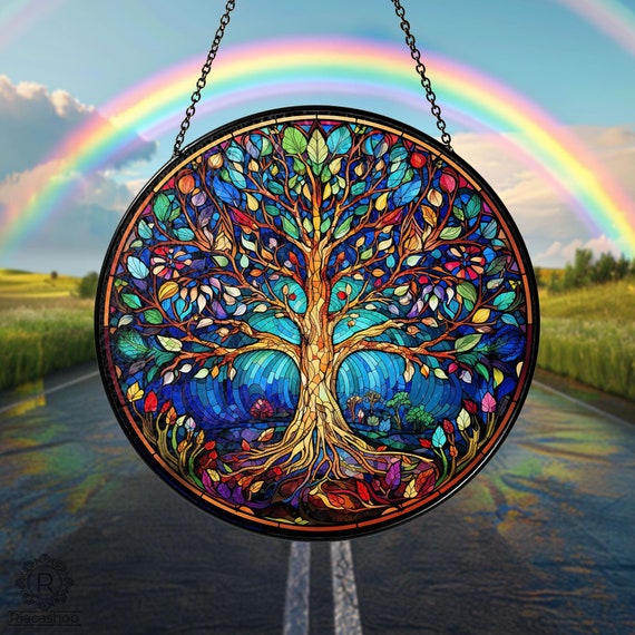 Attrape-soleil Vitrail Personnalisé - Arbre De Vie Ou Photo, Impression UV, 15 à 30 Cm - Décoration Fenêtre, Cadeau Fête Des Mères, Anniversaire