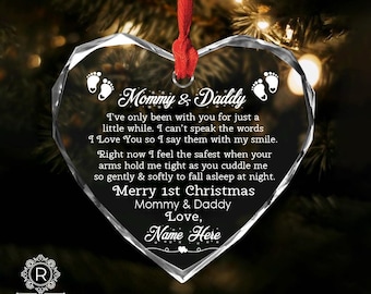 Our First Christmas as Mommy and Daddy Glass Ornament, New Parents Expecting Parents Gift, Baby Announcement, New Parents Gift, New Baby