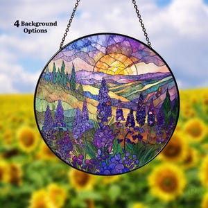 Lavender Flowers Suncatcher for Window Decor, Window Glass Suncatcher, Glass Window Hangings, Home Decor, Indoor Decor, Wall Hanging