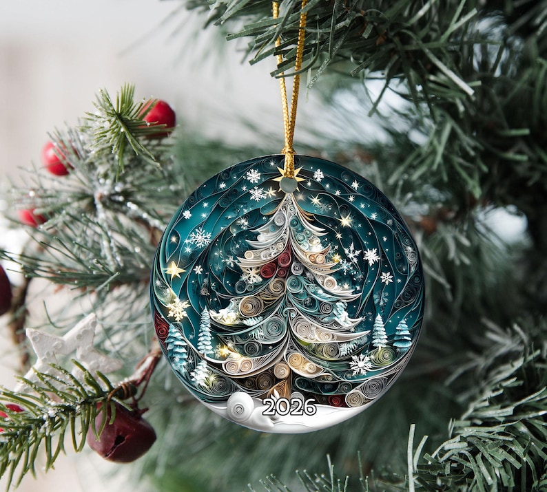 クリスマスツリー2026オーナメント、3D効果オーナメント、クリスマスツリー装飾、クリスマスデコレーション、ホリデー記念品、クリスマスデコレーション 画像 11