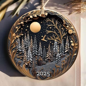 Christmas Art 3D Effect Ornament, 2025 Christmas Ornament, Holiday Gift Idea, Heirloom Keepsake, Round Ceramic, Bauble Present, Unique Gift