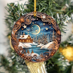 Stained Glass Ornament, 2025 Christmas Ornament, 3D Effect, Holiday Gift Idea, Heirloom Keepsake, Bauble Present, Christmas Decoration