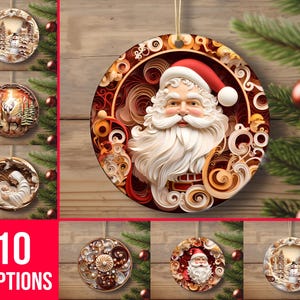 Décoration de sapin de Noël 3D Père Noël, décoration cadeau 2024, décoration de sapin de Noël, souvenir d&#39;héritage, céramique ronde, cadeaux de Noël effet 3D