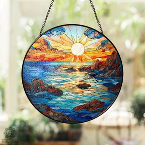 Sunset on the Beach Window Faux Stained Glass, Suncatcher, Window Hangings, Light Catcher, Housewarming Gift, Unique Birthday Gift